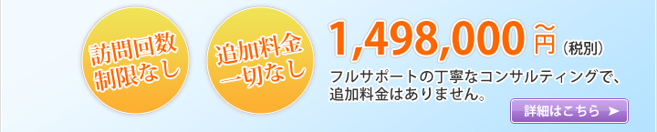 フルサポートの丁寧なコンサルティングで、追加料金はありません。