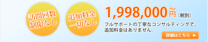 フルサポートの丁寧なコンサルティングで、追加料金はありません。