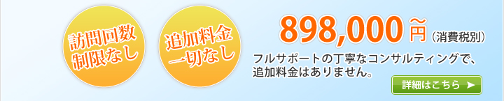 フルサポートの丁寧なコンサルティングで、追加料金はありません。