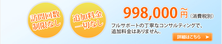 フルサポートの丁寧なコンサルティングで、追加料金はありません。