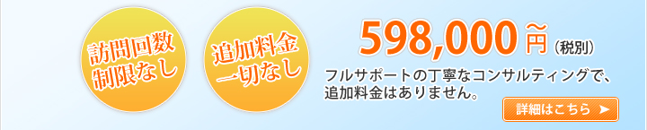 フルサポートの丁寧なコンサルティングで、追加料金はありません。